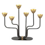 Elegant Black and Golden Metal Candelabra – 6 Candle Arms for Stylish Home Decor