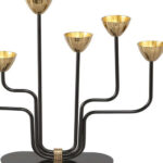 Elegant Black and Golden Metal Candelabra – 6 Candle Arms for Stylish Home Decor - Image 2