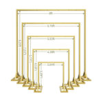 Set of 5 Wedding Rectangle Frame Backdrop Stands – Gold Metal for Ceremony, Baby Shower, Party, and Garden Decoration