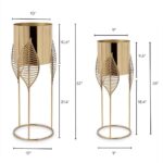 Leaf Design Ring Stand with Golden Metal Pot – Set of Two, Modern and Elegant - Image 3