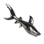 Silver-Colored Metal Shark Statue – Bold and Modern Home Decor Piece