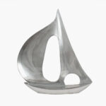 Silver-Colored Metal Boat Sculpture for Home Decor – Modern and Elegant Accent Piece